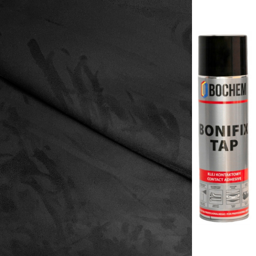 Pachet promotional, 2 m Material plafon auto tip Alcantara Negru + 1 Spray adeziv Bonifix TAP 500 ML
